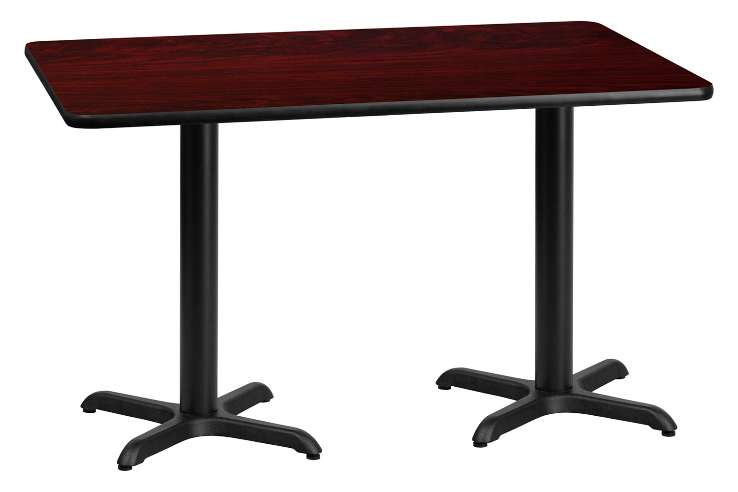 BLNK Rectangular Table with 22'' x 22'' Bases - Mahogany, 30"W x 60"L