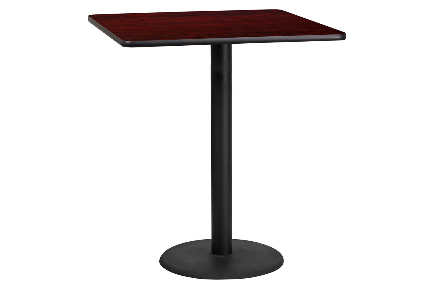 BLNK Square Bar Height Table with 24'' Round Base - Mahogany, 36"W