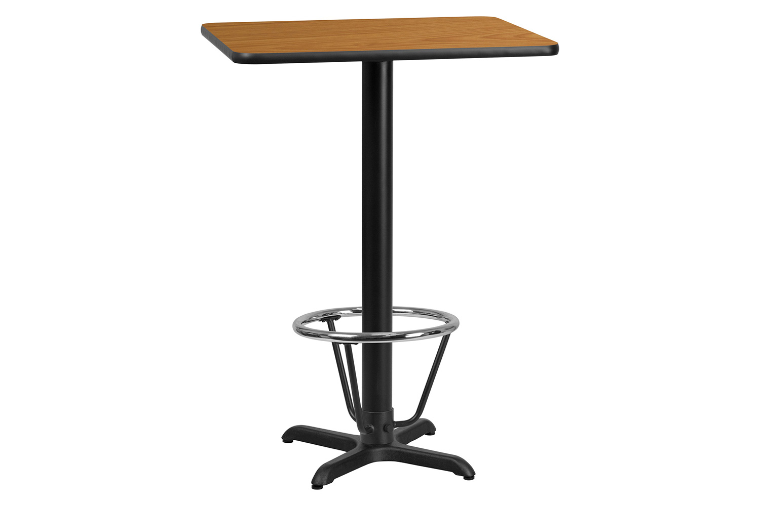 BLNK Rectangular Bar Height Table with 22'' x 22'' Base - Natural, 24"W x 30"L, with Foot Ring