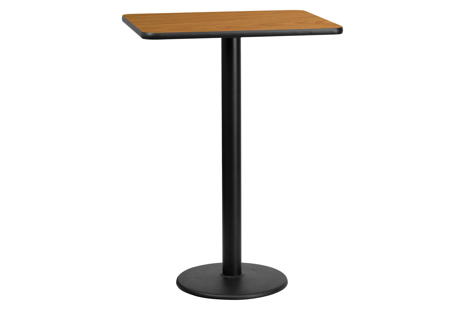 BLNK Rectangular Bar Height Table with 18'' Round Base - Natural, 24"W x 30"L