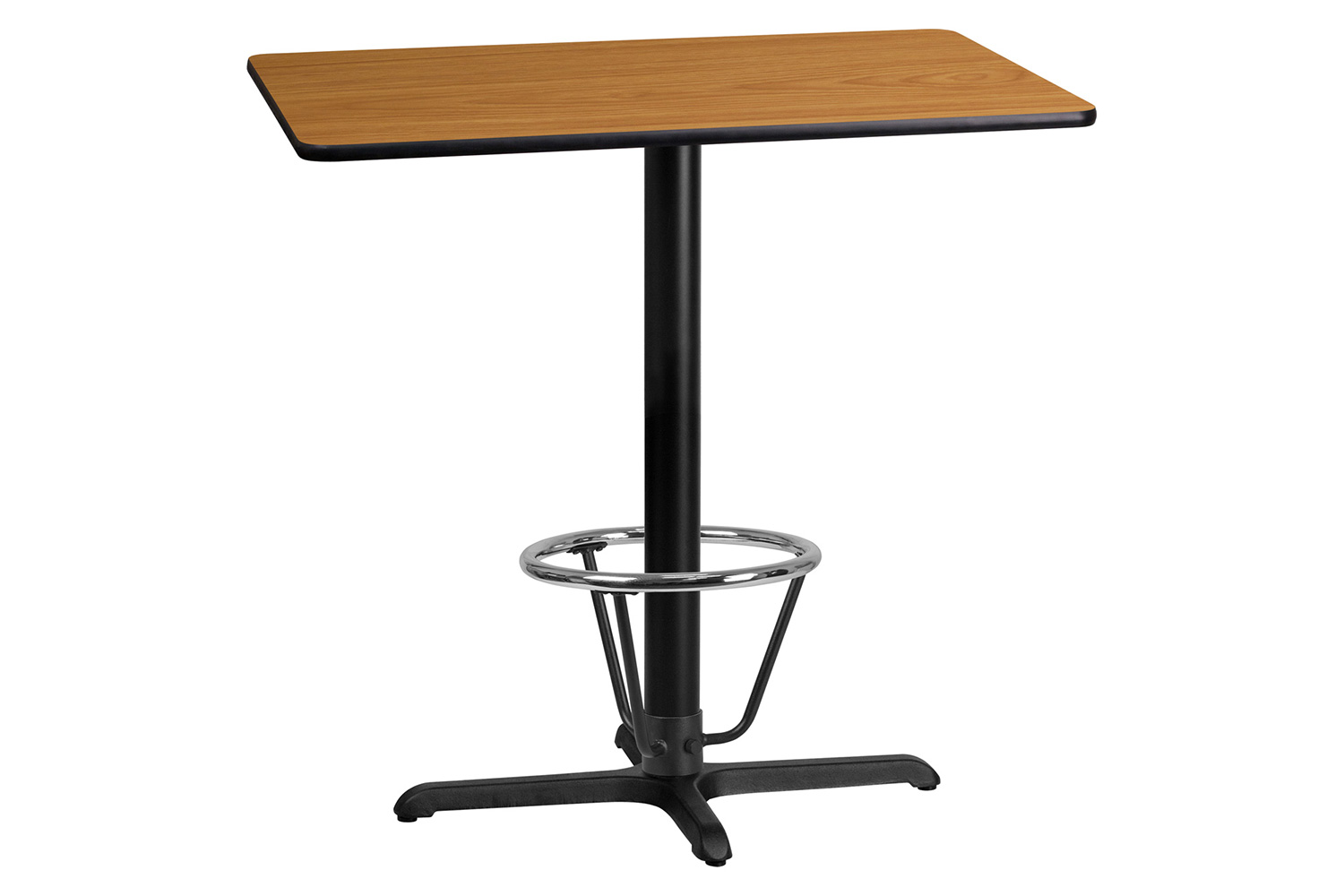 BLNK Rectangular Bar Height Table with 23.5'' x 29.5'' Base - Natural, 24"W x 42"L, with Foot Ring