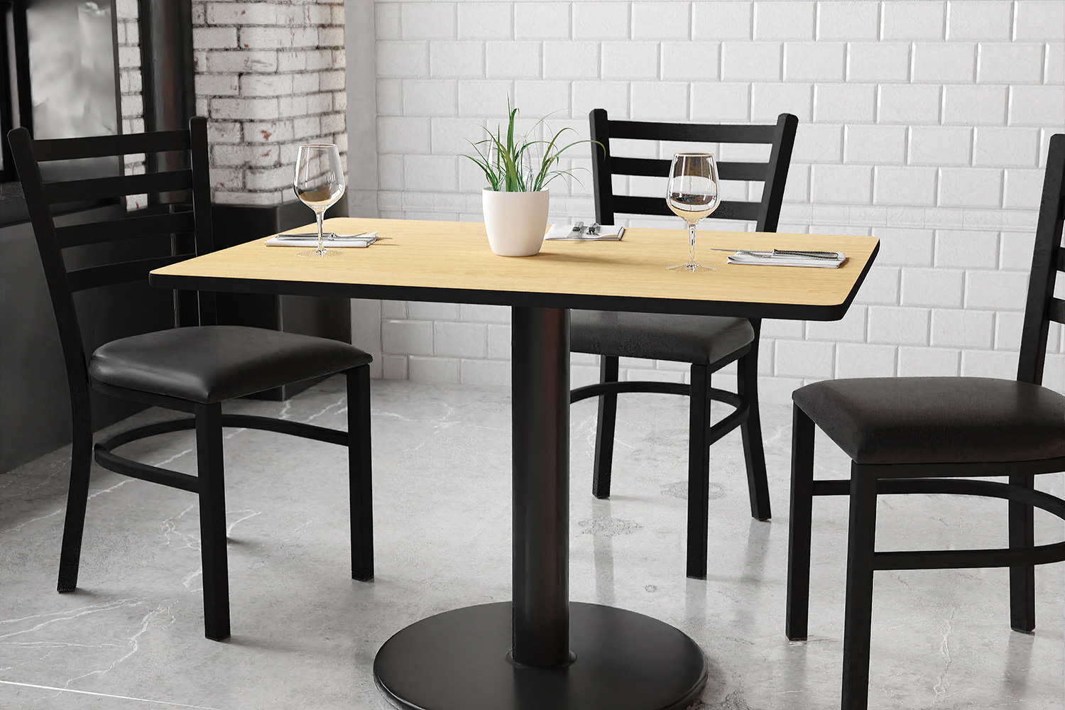 BLNK Rectangular Table with 24'' Round Base