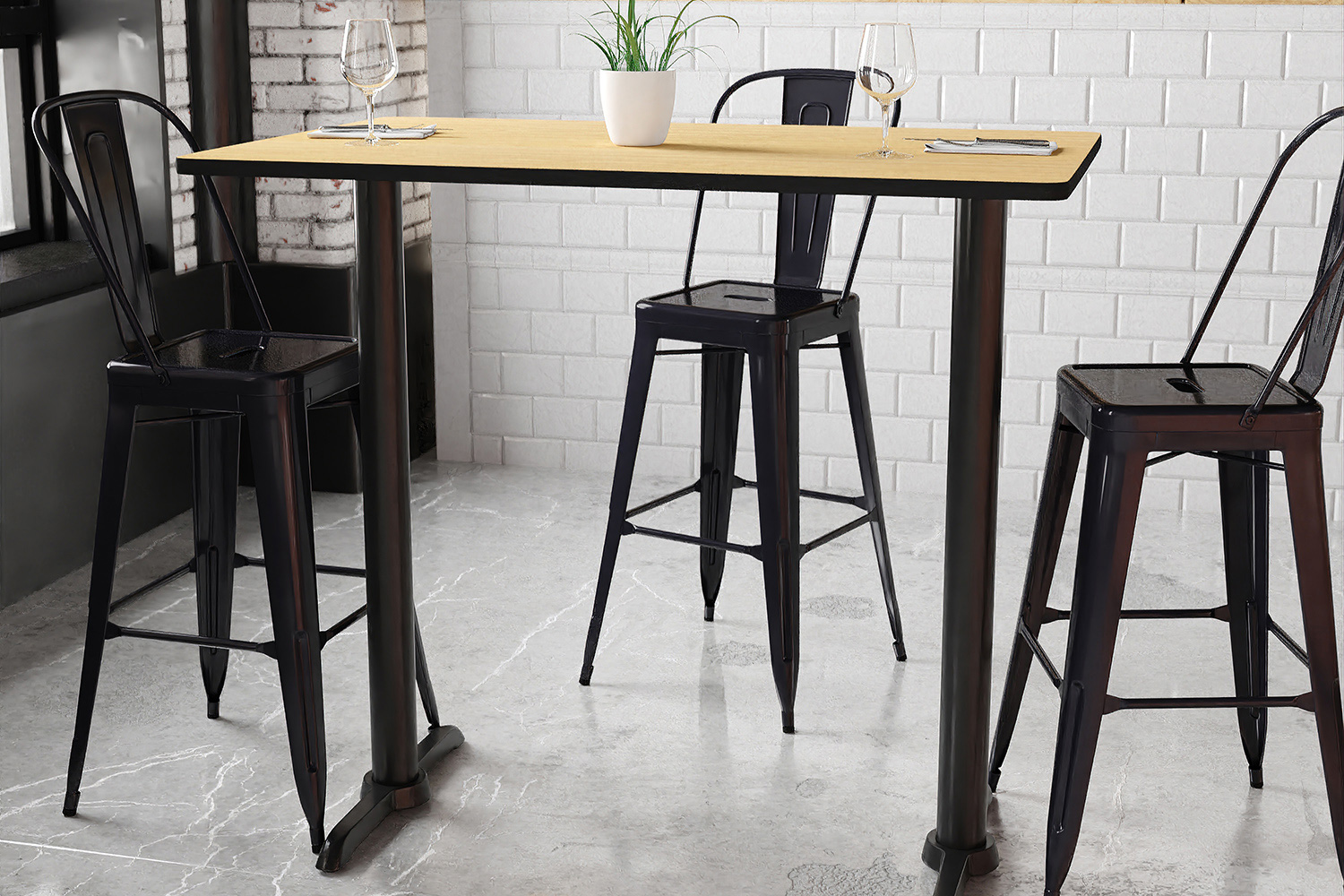 BLNK Rectangular Bar Height Table with 5'' x 22'' Bases