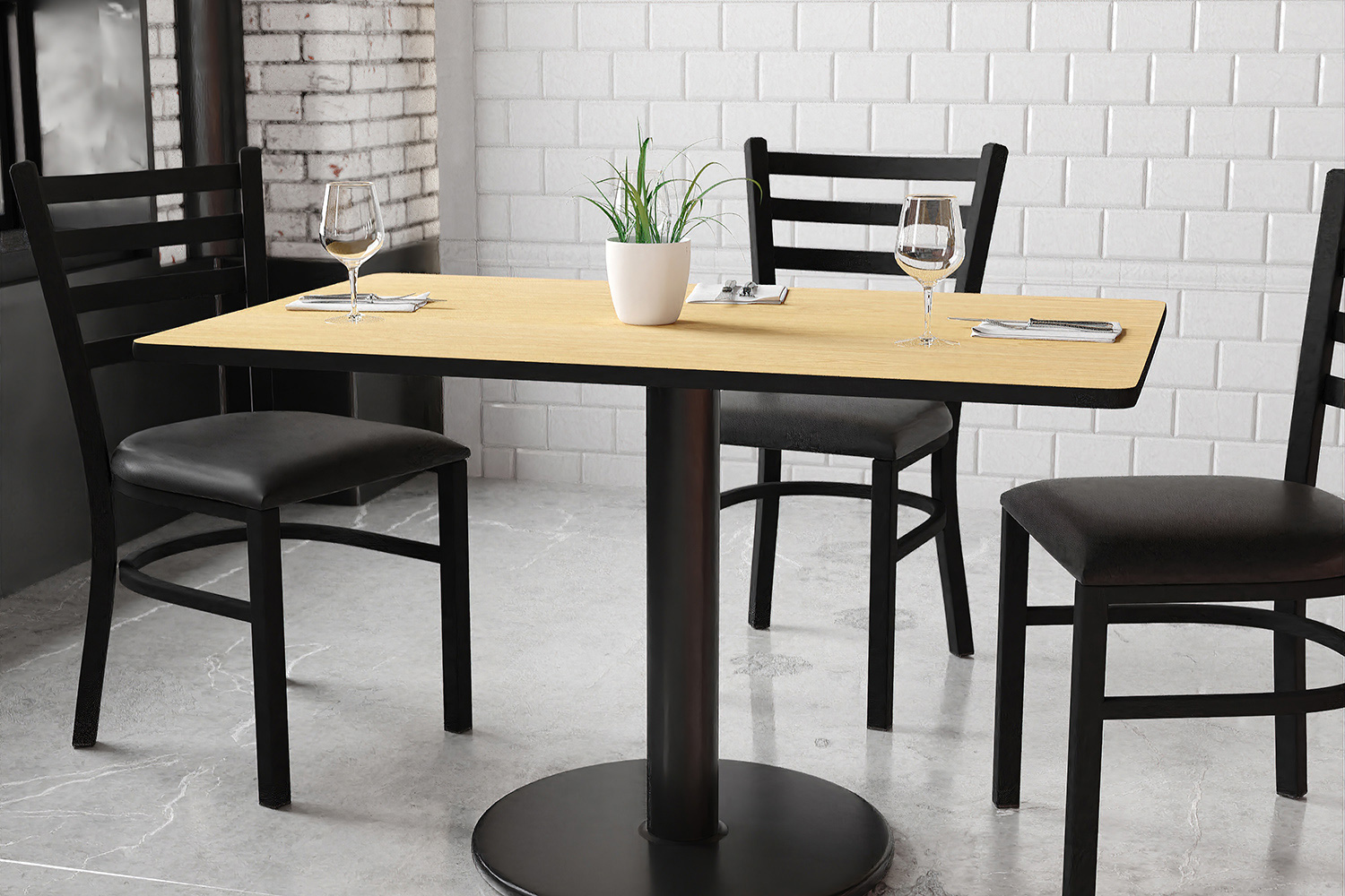 BLNK Rectangular Table with 24'' Round Base