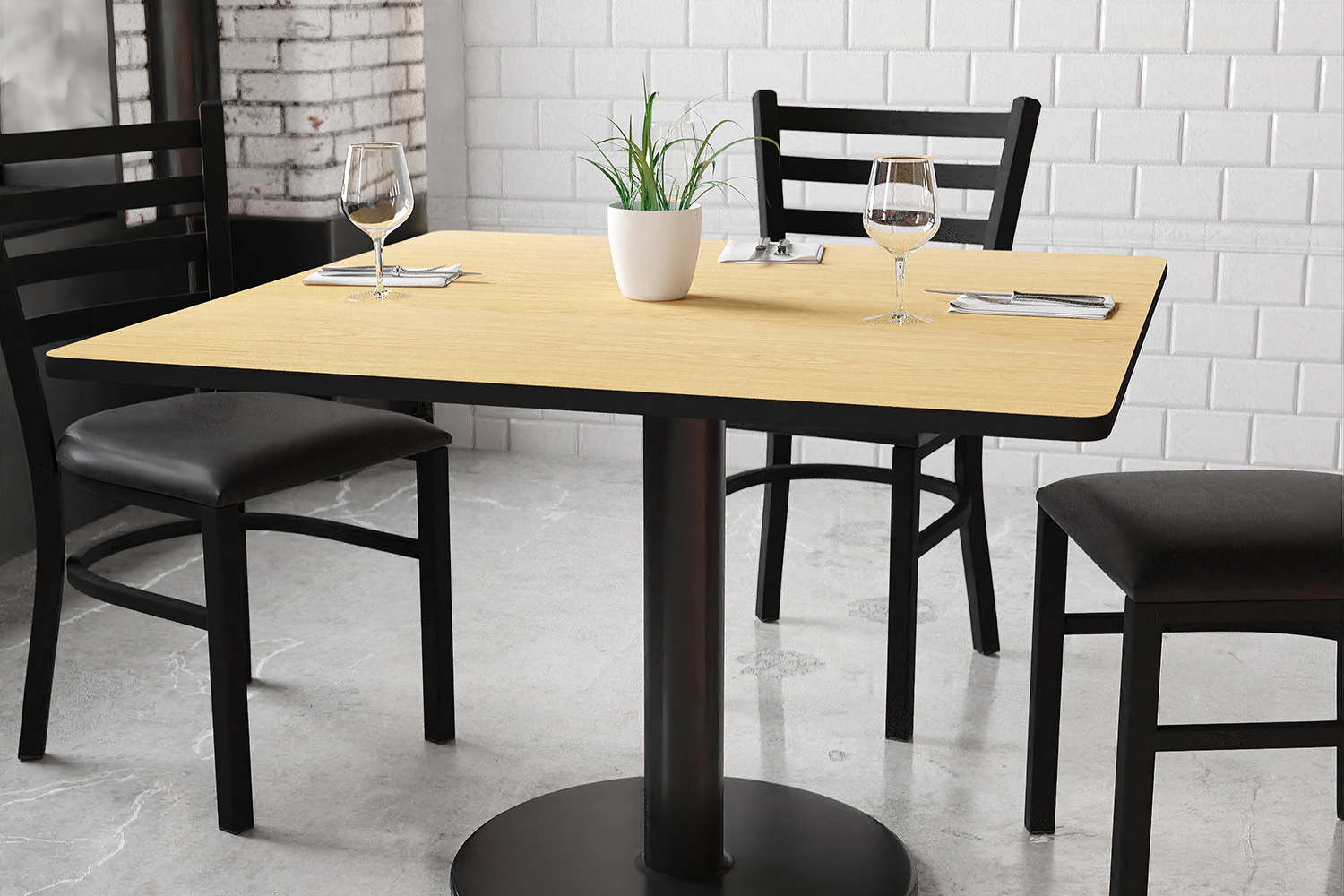 BLNK Square Table with 24'' Round Base