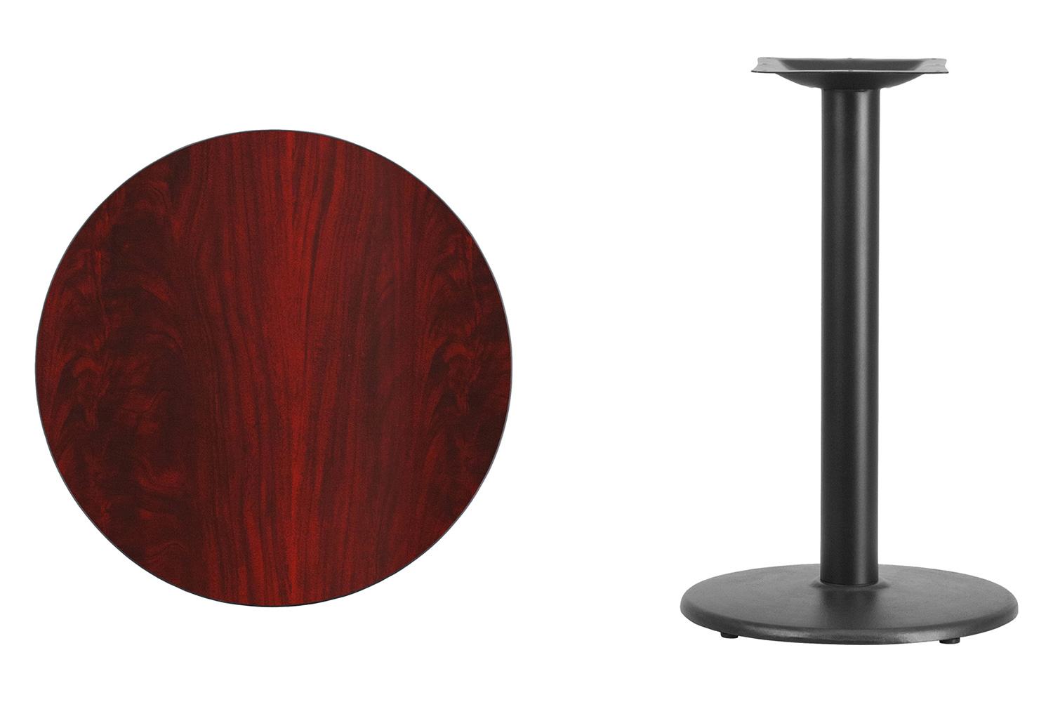 BLNK™ Round Table with 18'' Round Base - Mahogany, 24"D