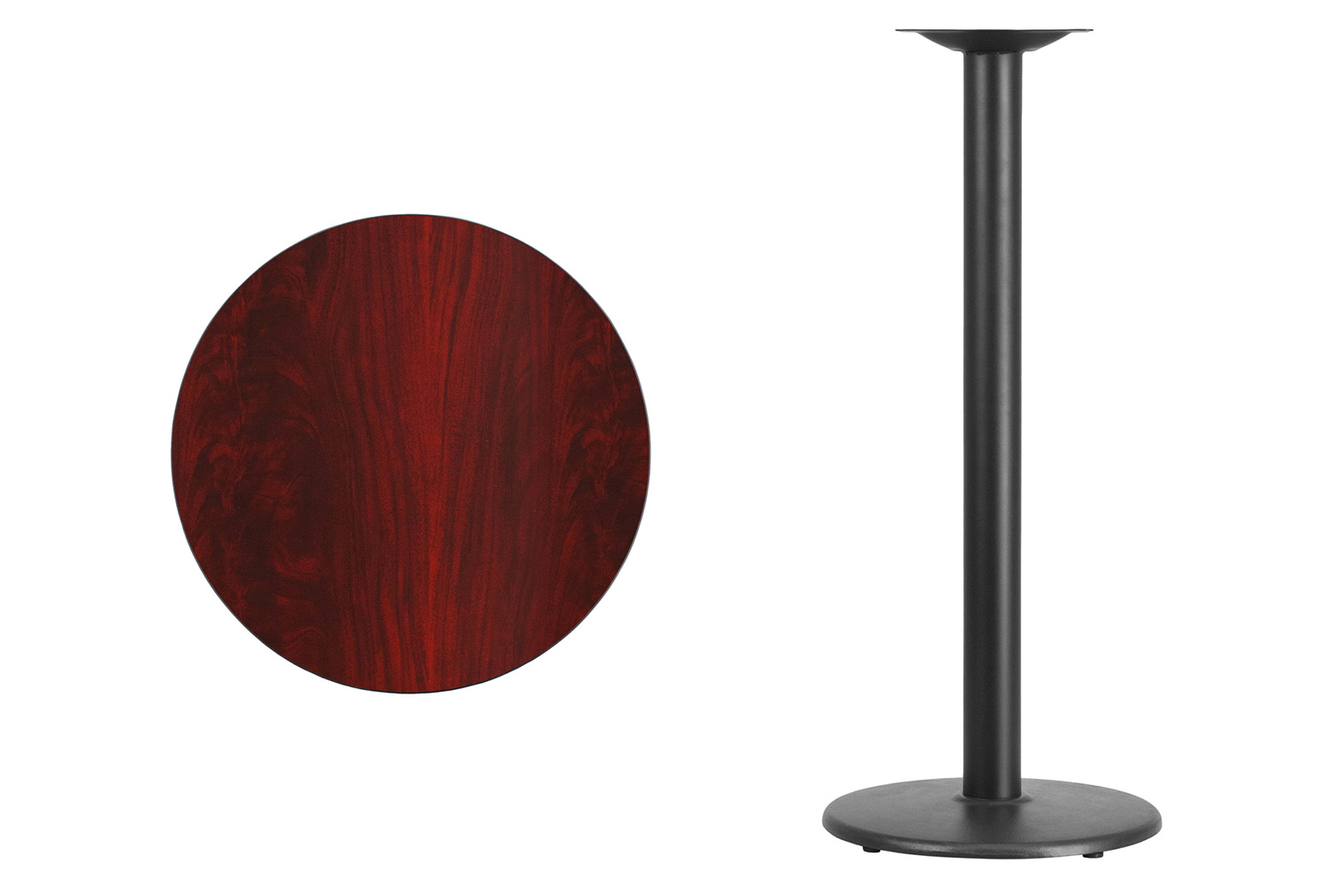 BLNK Round Bar Height Table with 18'' Round Base - Mahogany, 24"D