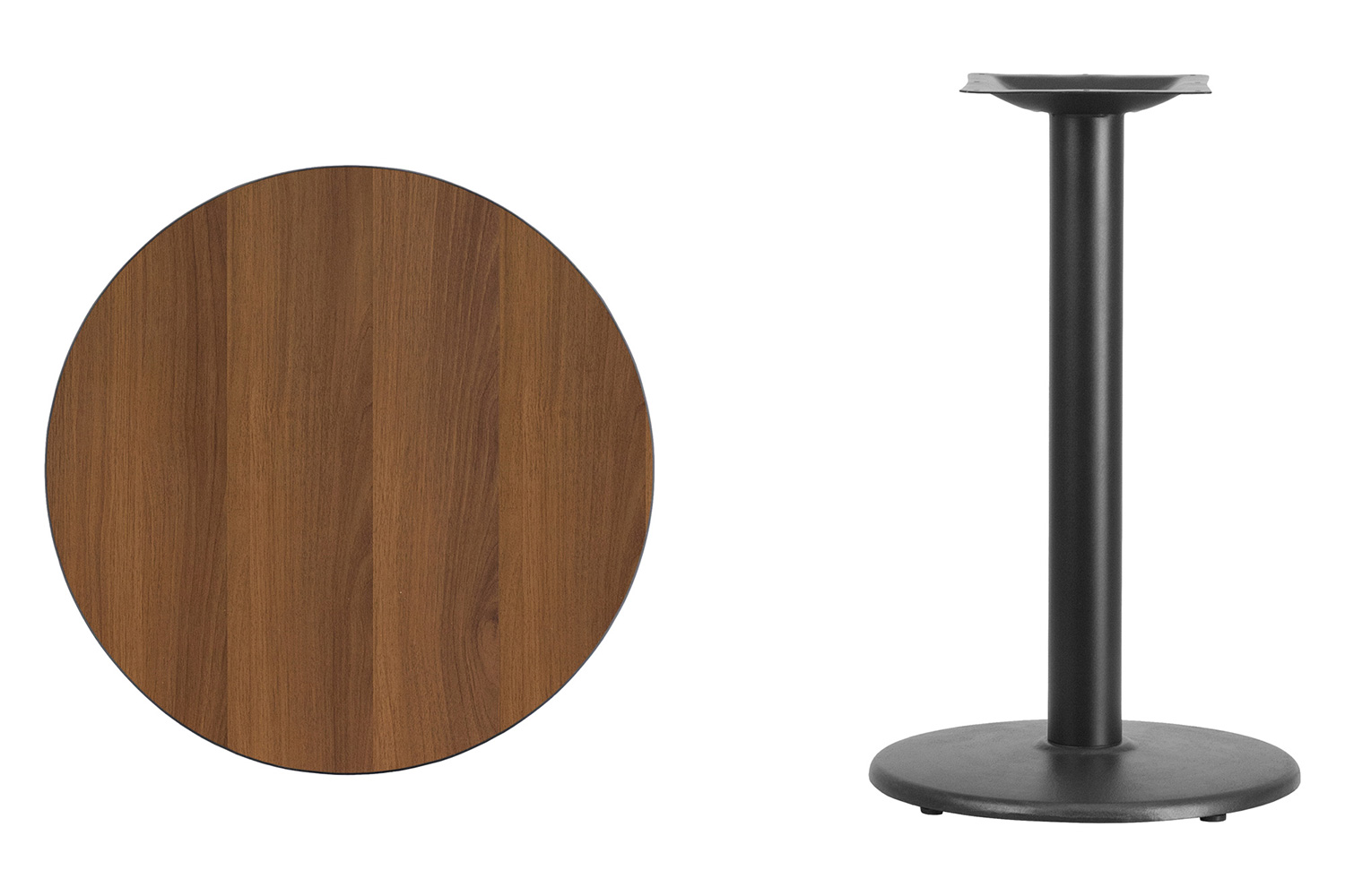 BLNK™ Round Table with 18'' Round Base - Walnut, 24"D