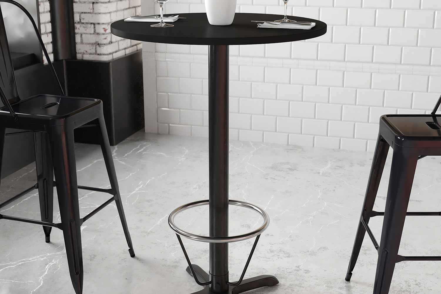 BLNK Round Bar Height Table with 22'' x 22'' Base