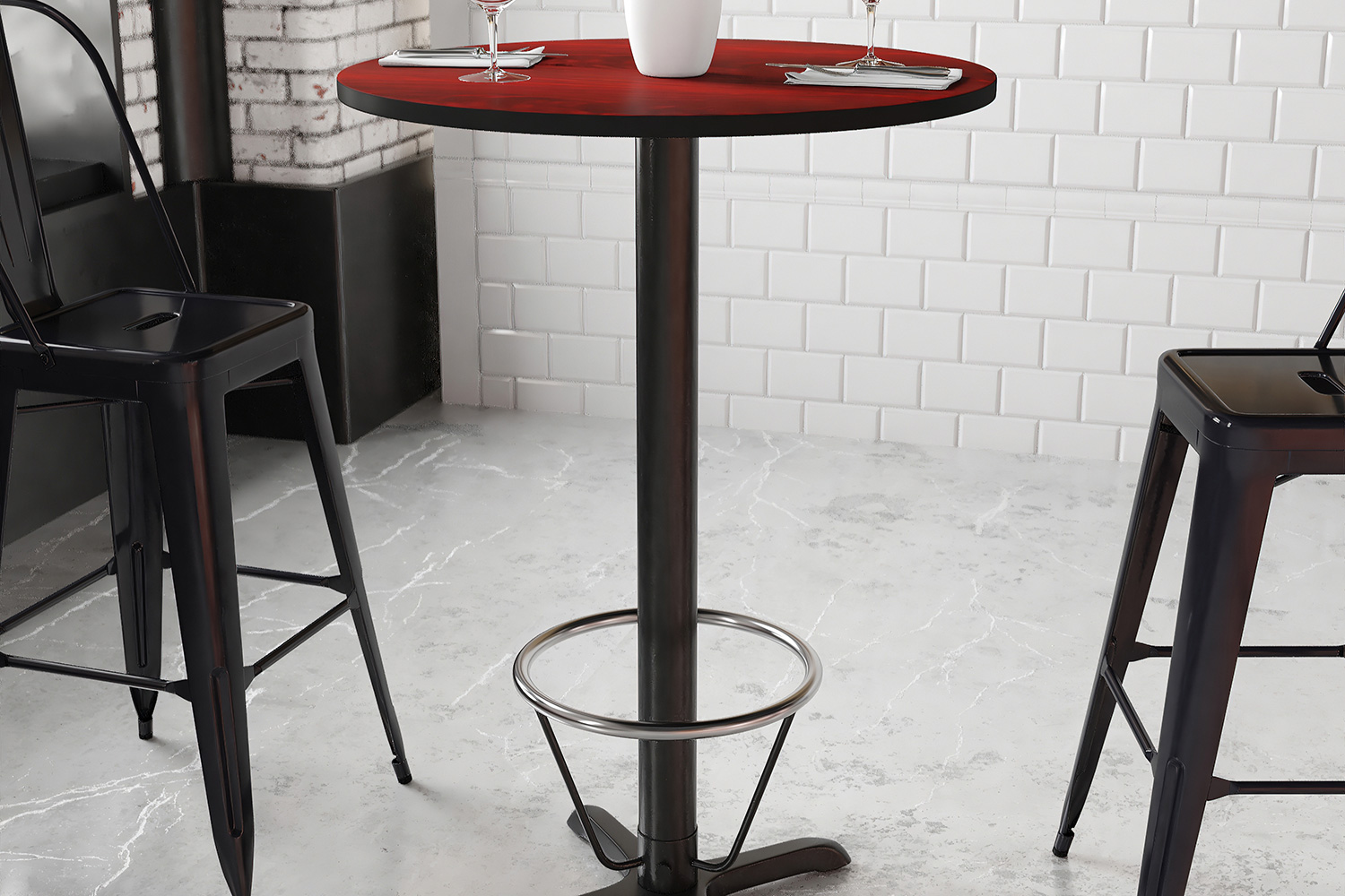 BLNK Round Bar Height Table with 22'' x 22'' Base