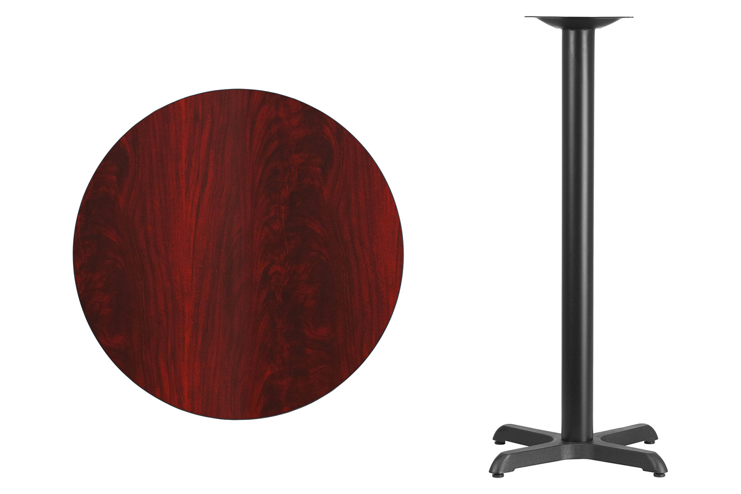 BLNK Round Bar Height Table with 22'' x 22'' Base - Mahogany, 30"D