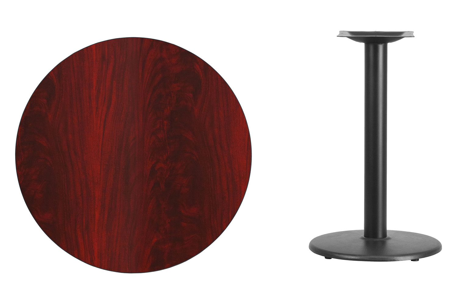 BLNK Round Table with 18'' Round Base - Mahogany, 30"D