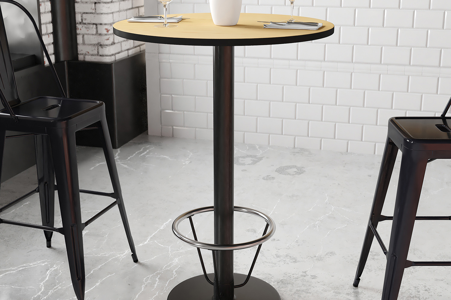 BLNK Round Bar Height Table with 18'' Round Base