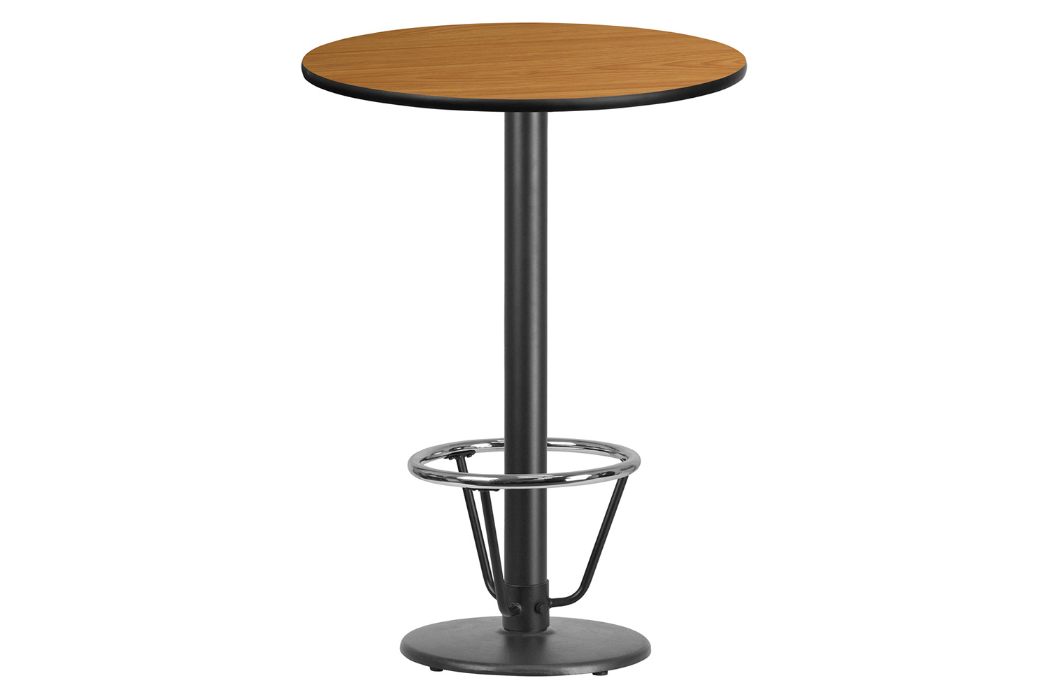 BLNK Round Bar Height Table with 18'' Round Base - Natural, 30"D, with Foot Ring