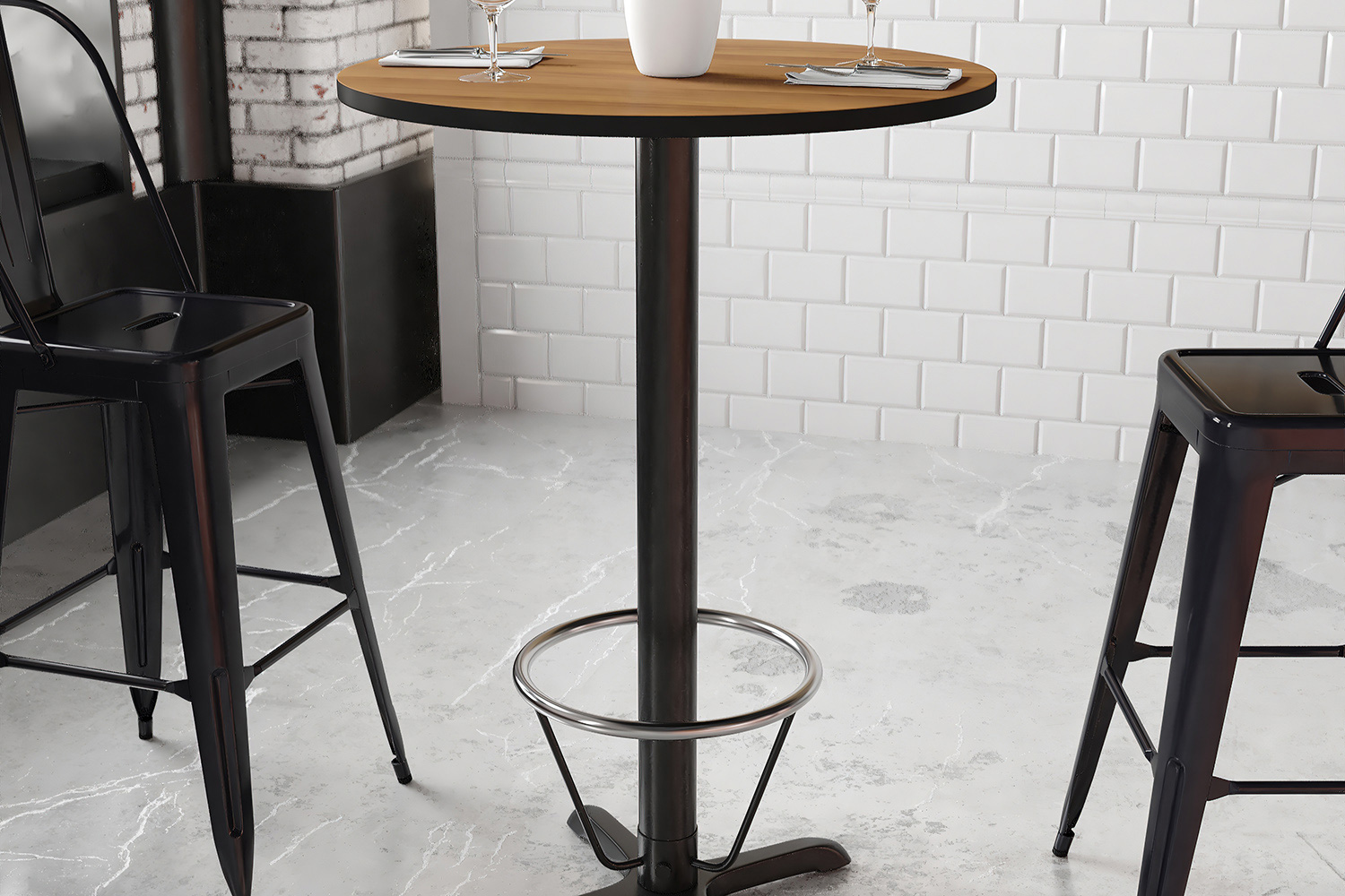 BLNK Round Bar Height Table with 22'' x 22'' Base