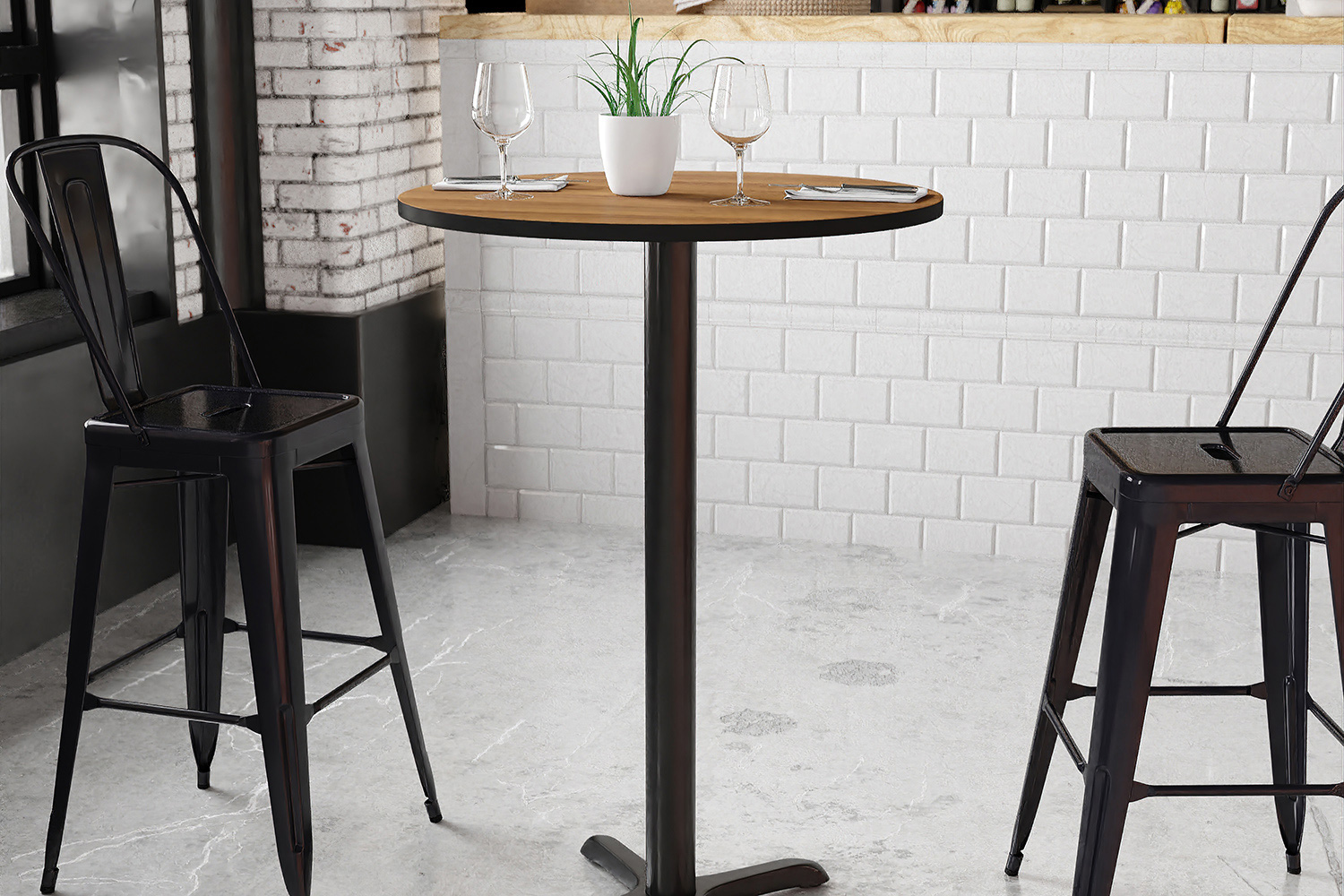 BLNK Round Bar Height Table with 22'' x 22'' Base