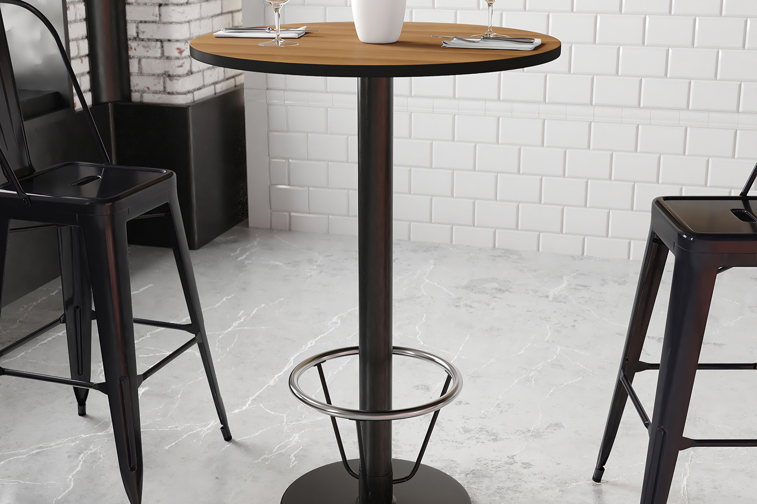 BLNK Round Bar Height Table with 18'' Round Base