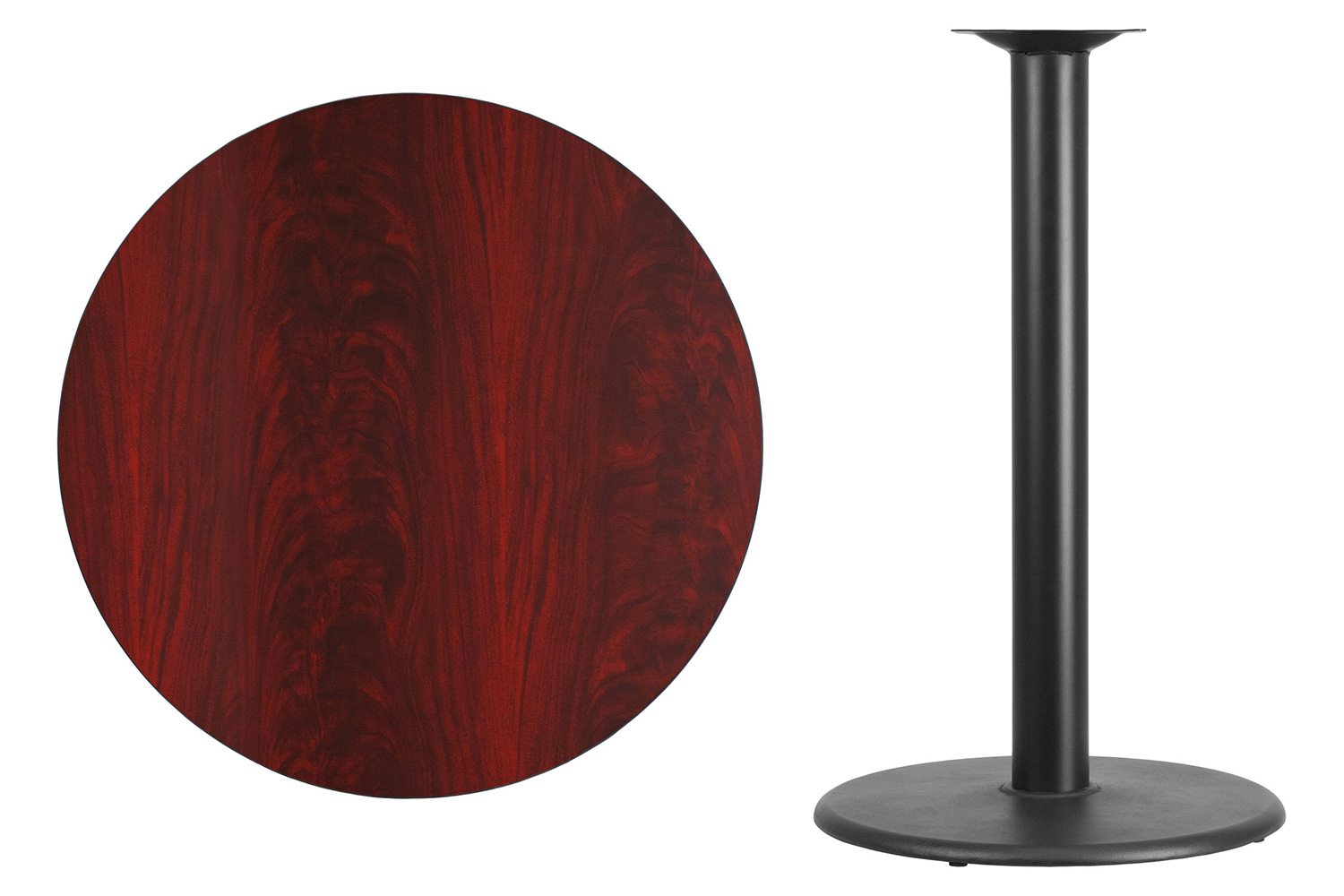 BLNK Round Bar Height Table with 24'' Round Base - Mahogany, 36"D