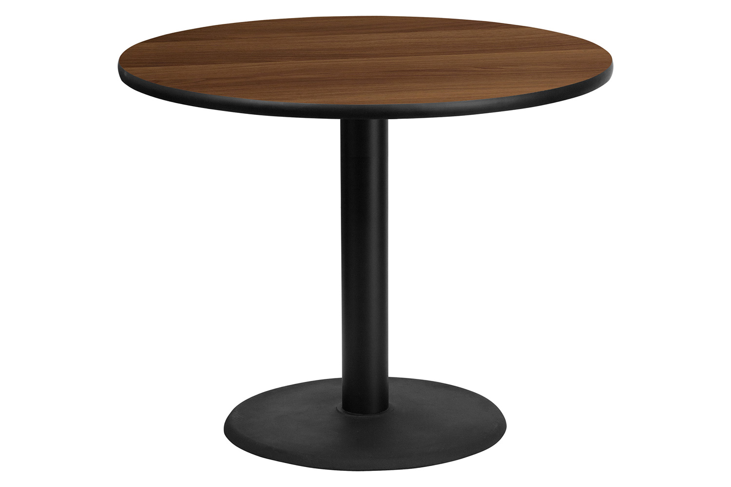 BLNK Round Table with 24'' Round Base - Walnut, 36"D