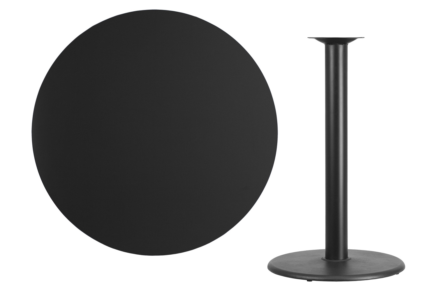 BLNK Round Bar Height Table with 24'' Round Base - Black, 42"D