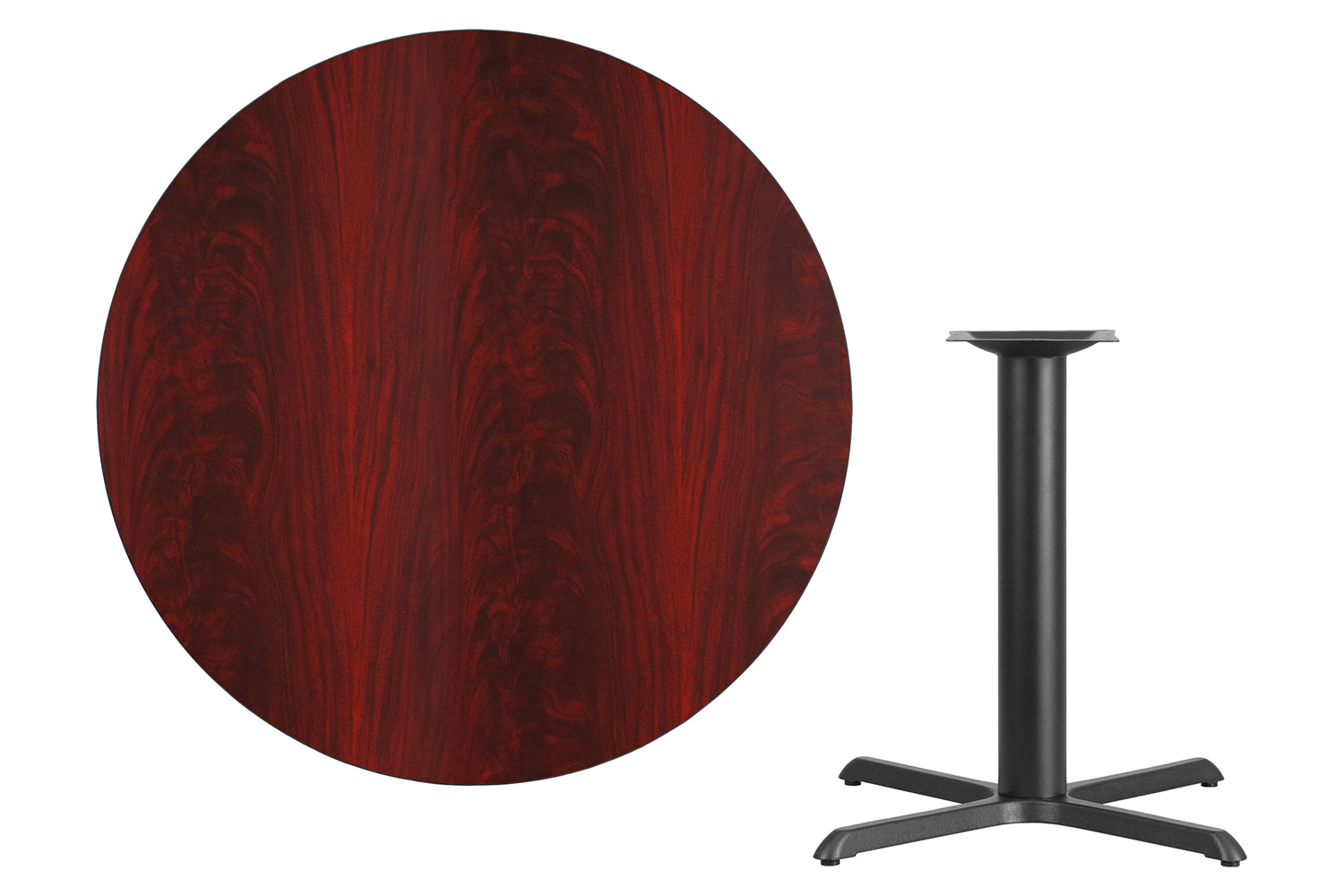 BLNK Round Table with 33'' x 33'' Base - Mahogany, 42"D