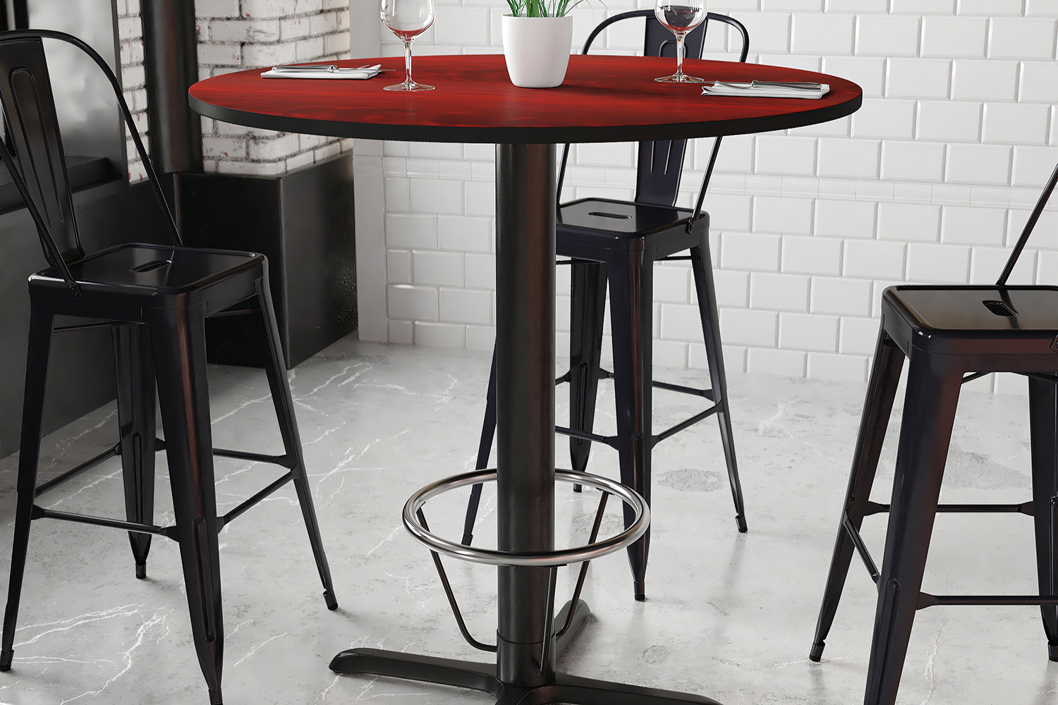 BLNK Round Bar Height Table with 33'' x 33'' Base