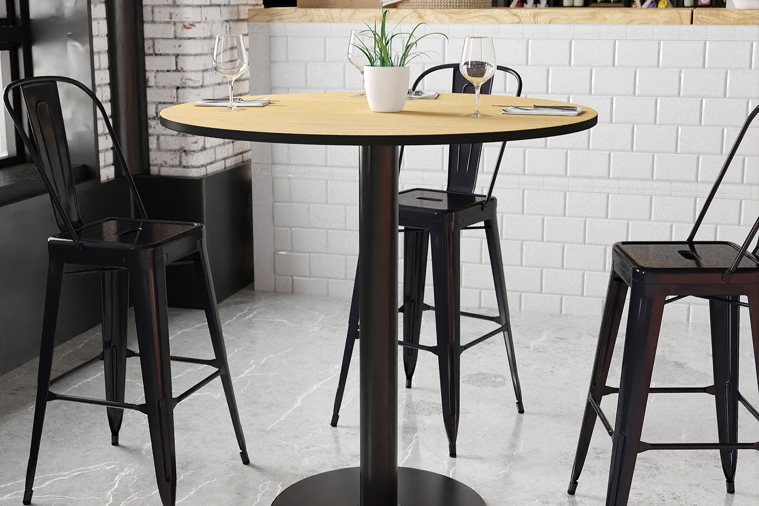 BLNK Round Bar Height Table with 24'' Round Base