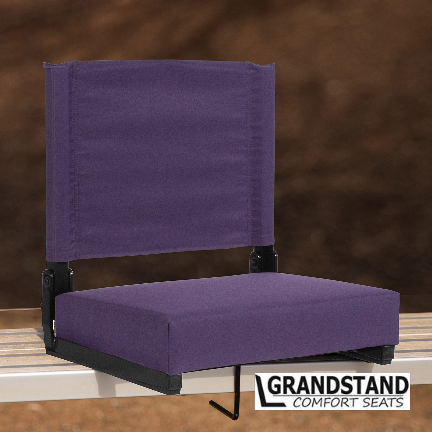 BLNK Grandstand Comfort Lightweight Stadium Chair with Handle and Ultra-Padded Seat - Dark Purple