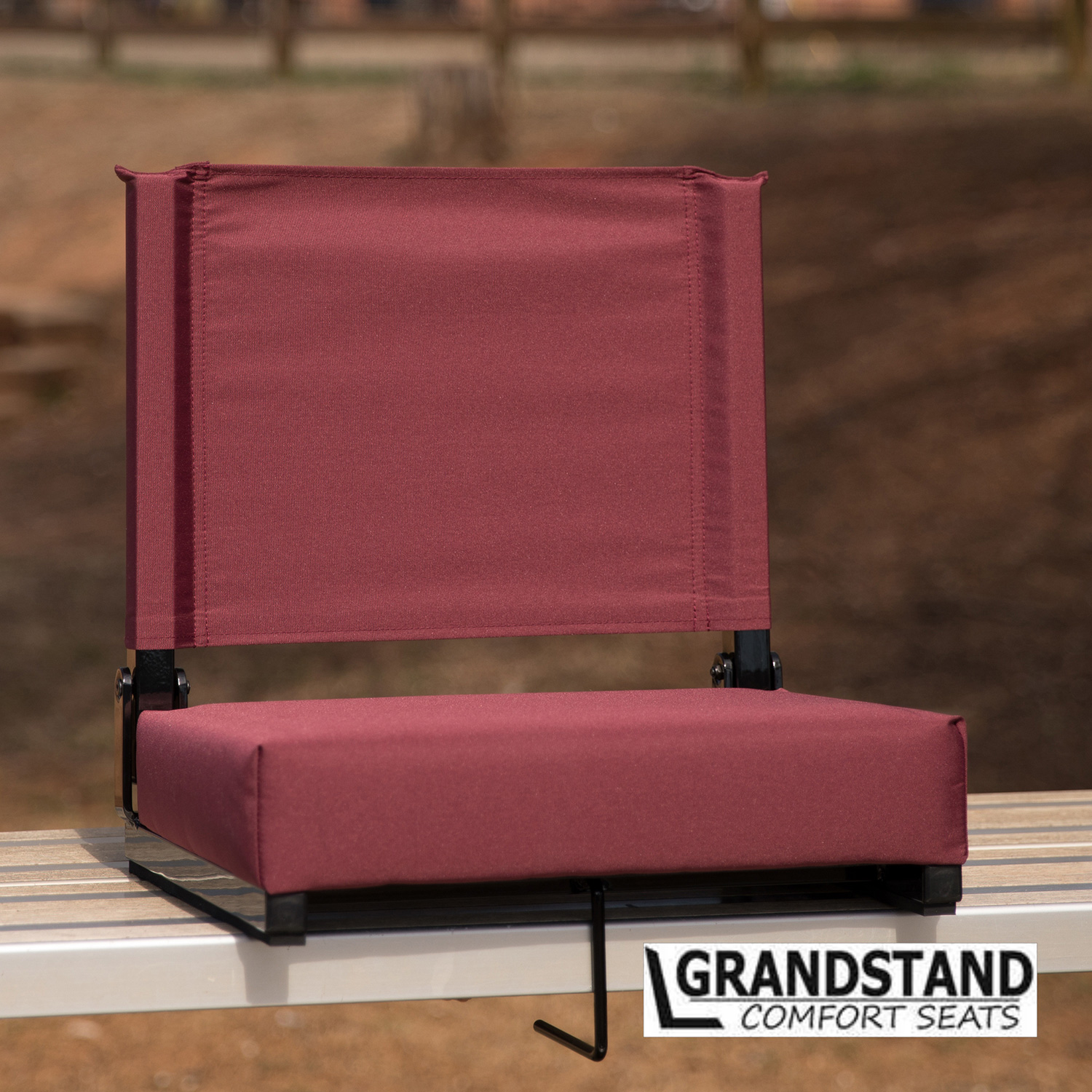 BLNK Grandstand Comfort Lightweight Stadium Chair with Handle and Ultra-Padded Seat - Maroon