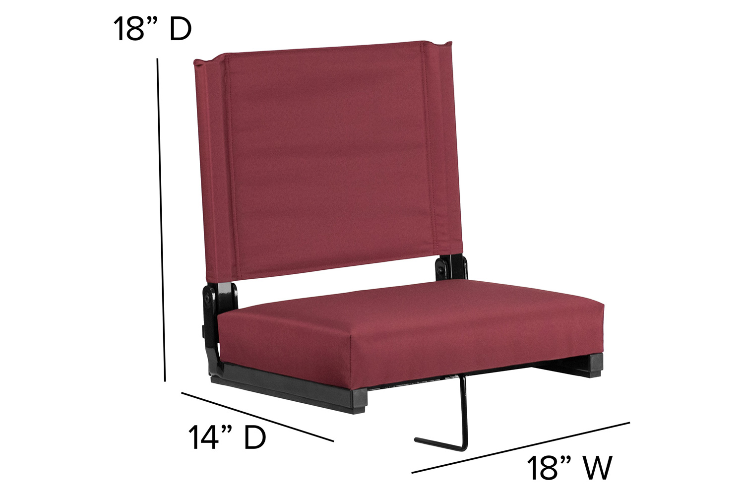 BLNK Grandstand Comfort Lightweight Stadium Chair with Handle and Ultra-Padded Seat - Maroon