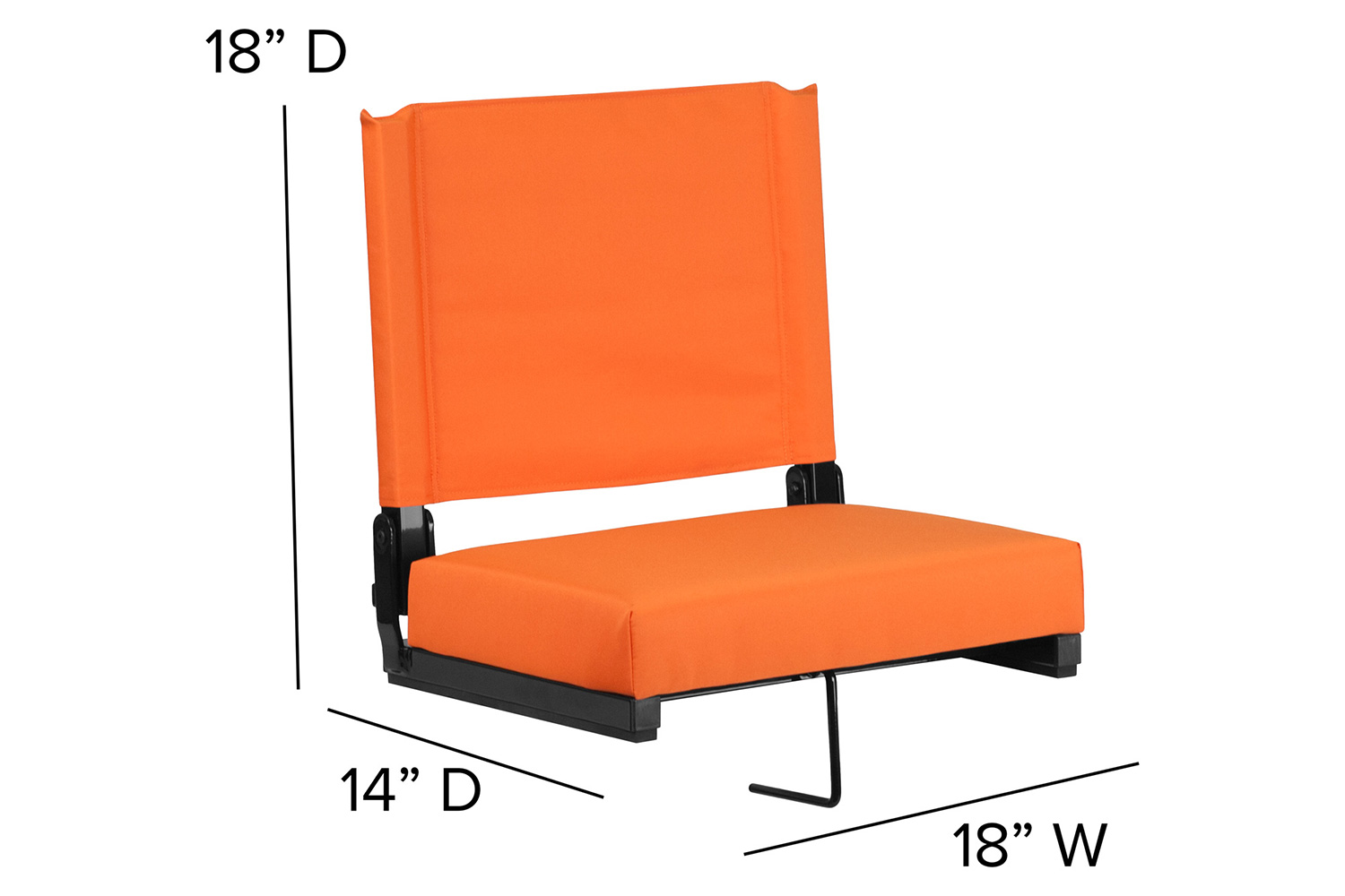 BLNK Grandstand Comfort Lightweight Stadium Chair with Handle and Ultra-Padded Seat - Orange