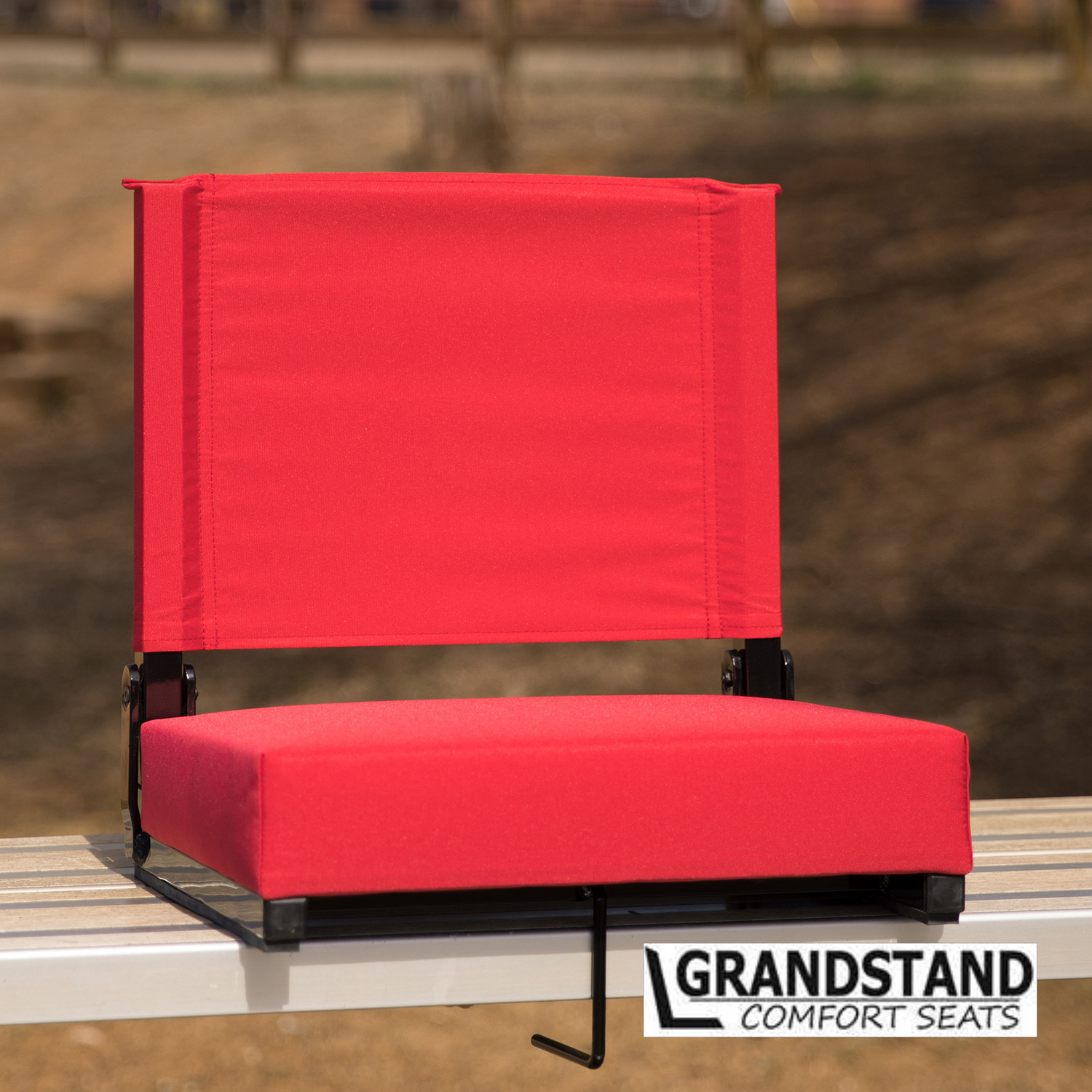 BLNK Grandstand Comfort Lightweight Stadium Chair with Handle and Ultra-Padded Seat - Red