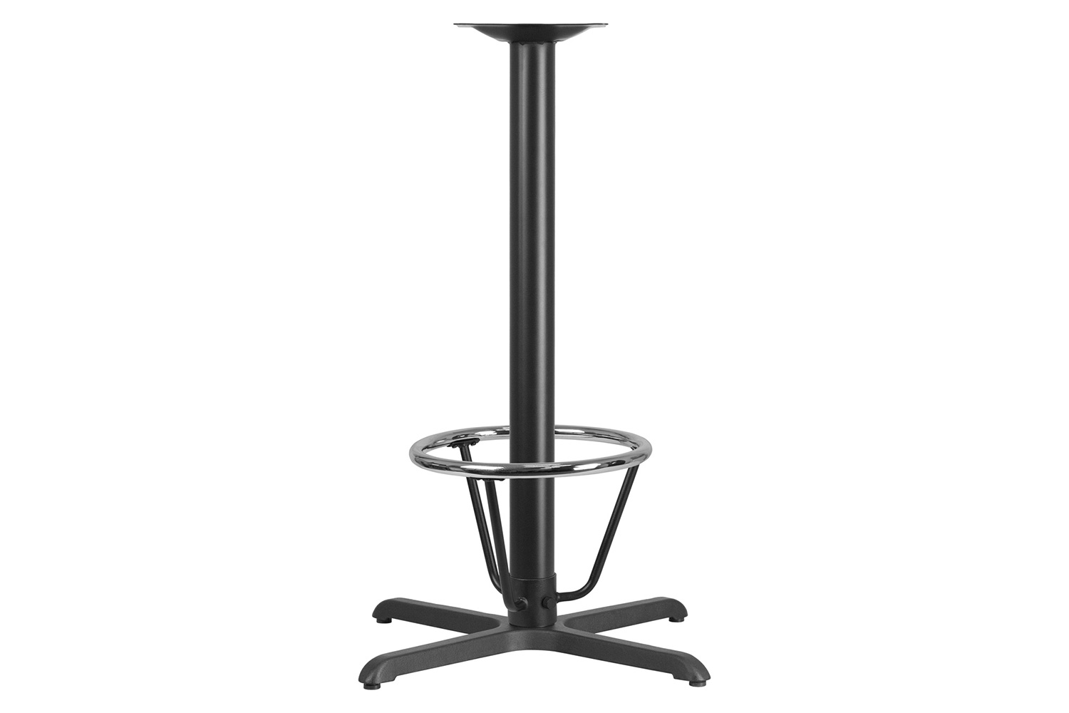 BLNK Beverly Restaurant Table X-Base with Bar Height Column and Foot Ring - 30"W x 30"L