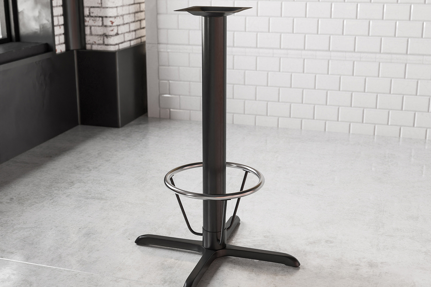 BLNK Beverly Restaurant Table X-Base with Bar Height Column and Foot Ring