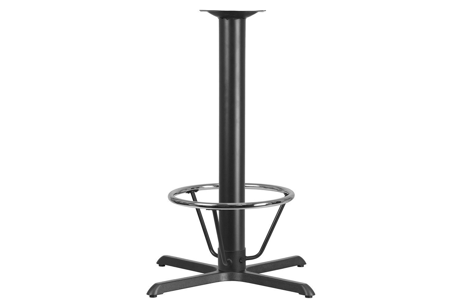 BLNK Beverly Restaurant Table X-Base with Bar Height Column and Foot Ring - 33"W x 33"L