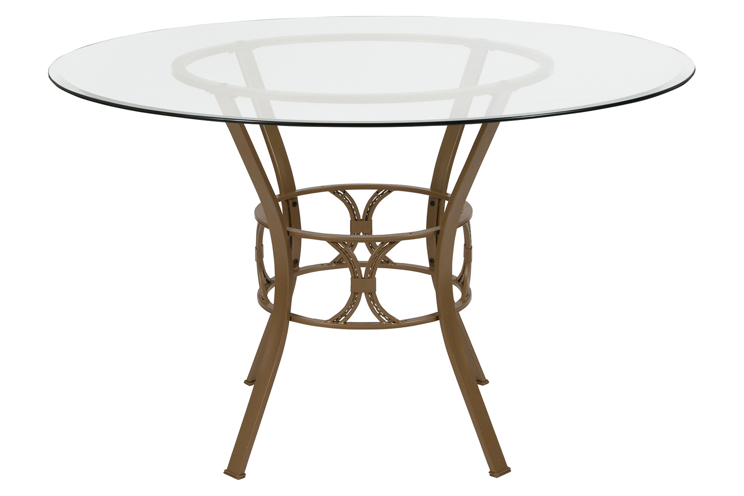 BLNK Carlisle Round Glass Dining Table - Matte Gold, 48"D