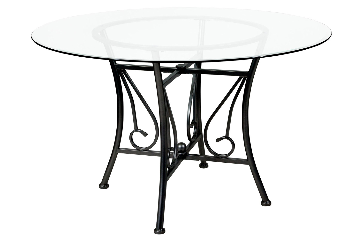 BLNK Princeton Round Glass Dining Table with Black Metal Frame