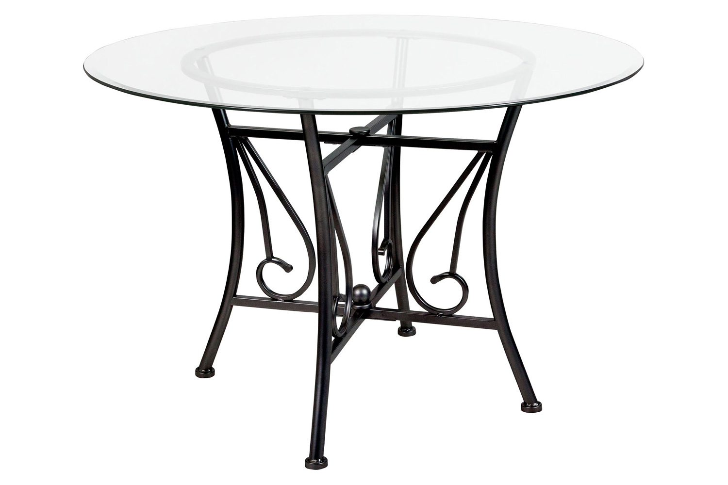 BLNK Princeton Round Glass Dining Table with Black Metal Frame