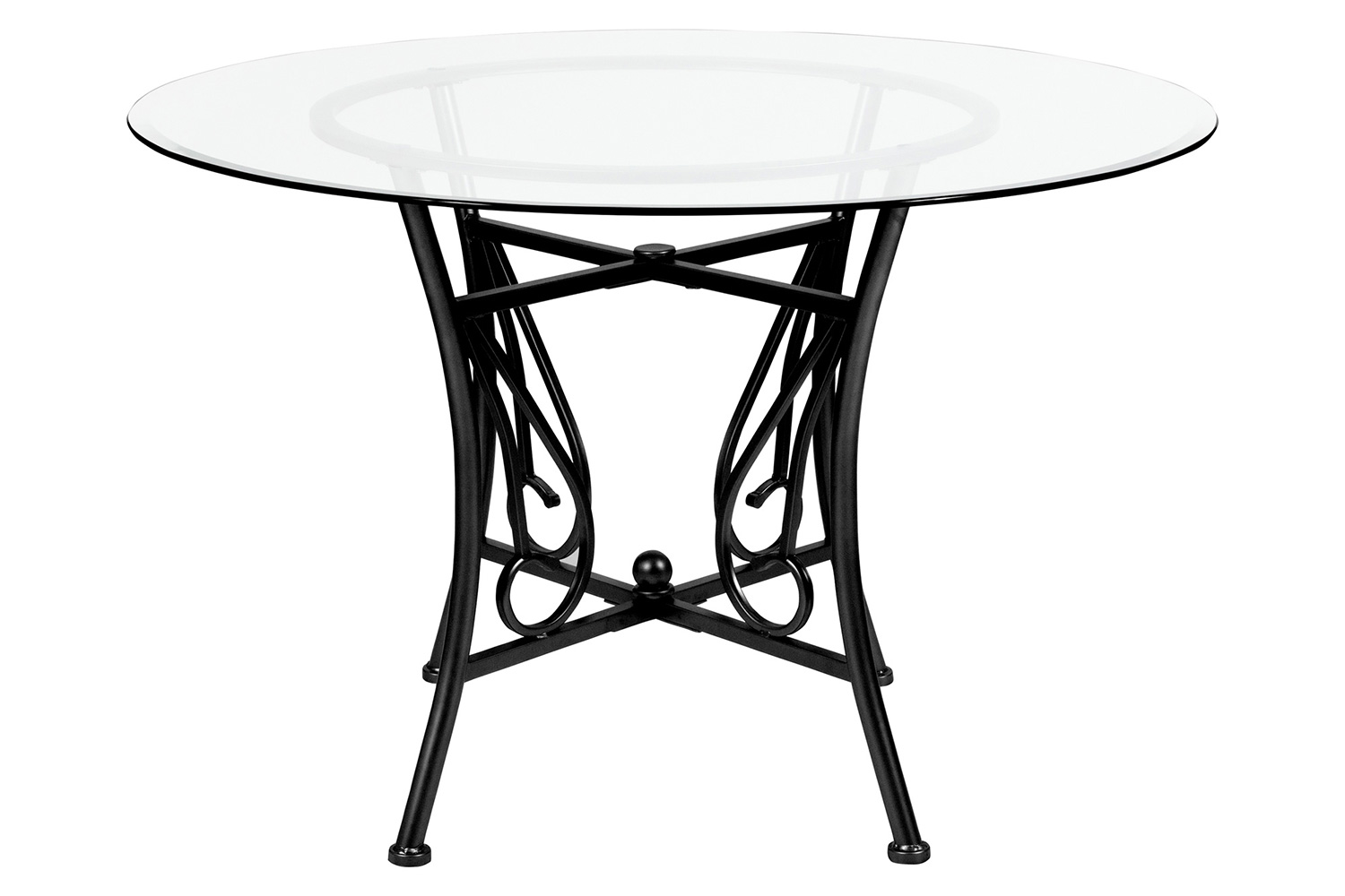 BLNK Princeton Round Glass Dining Table with Black Metal Frame - 45"D