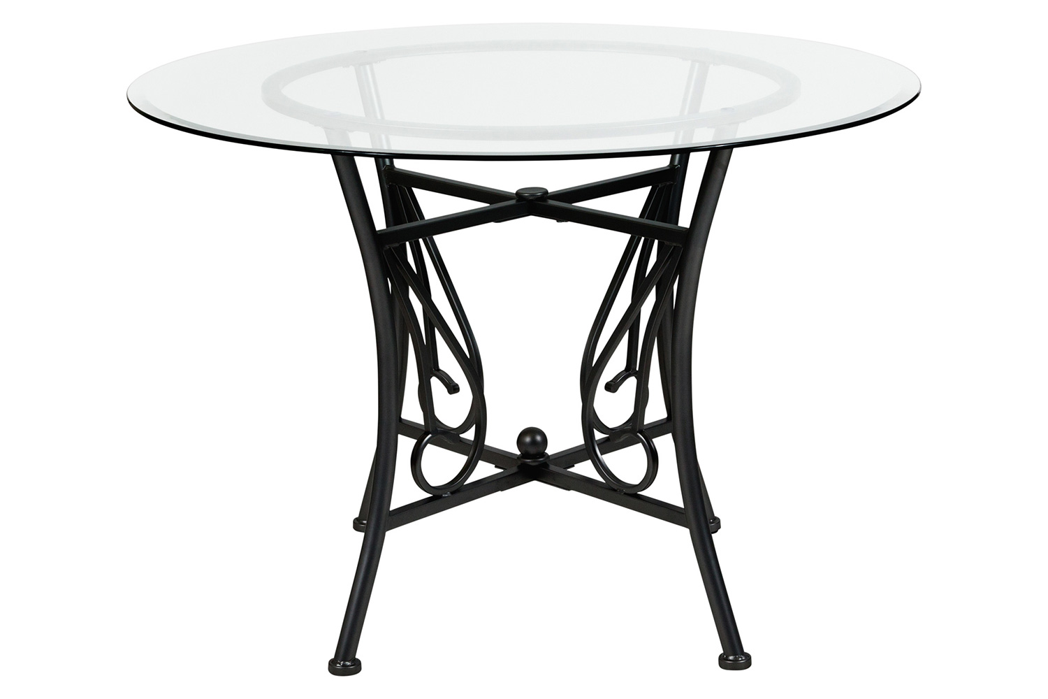 BLNK Princeton Round Glass Dining Table with Black Metal Frame