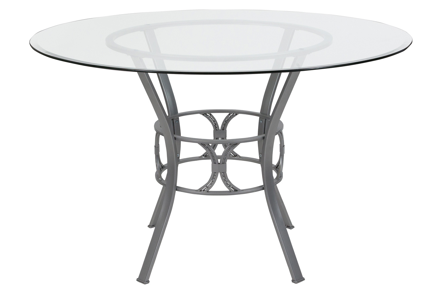 BLNK Carlisle Round Glass Dining Table - Silver, 48"D