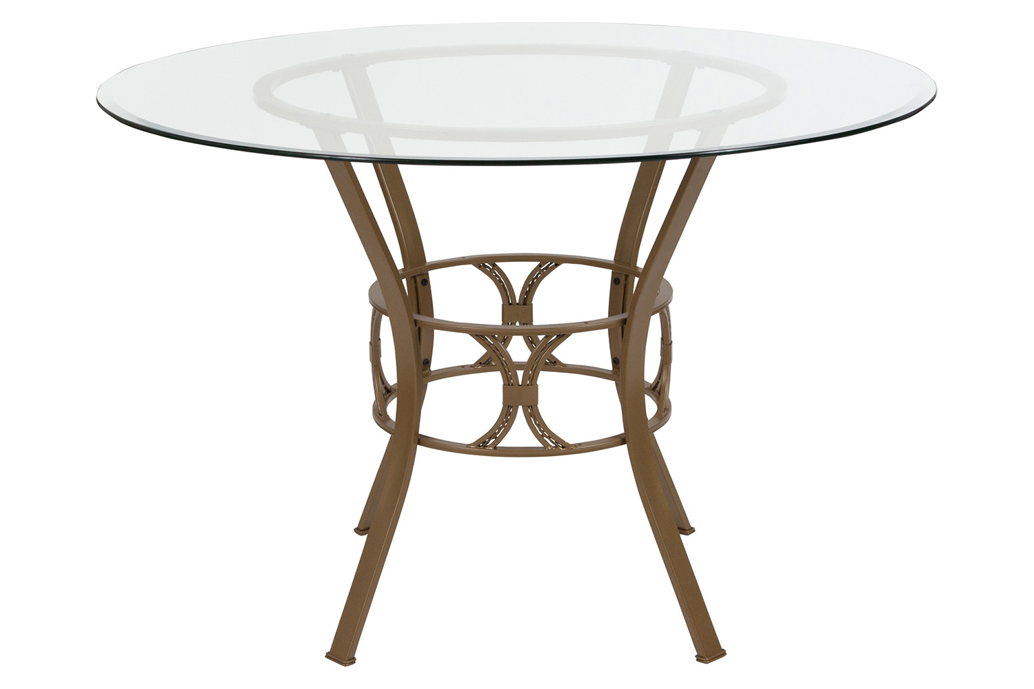 BLNK Carlisle Round Glass Dining Table - Matte Gold, 45"D