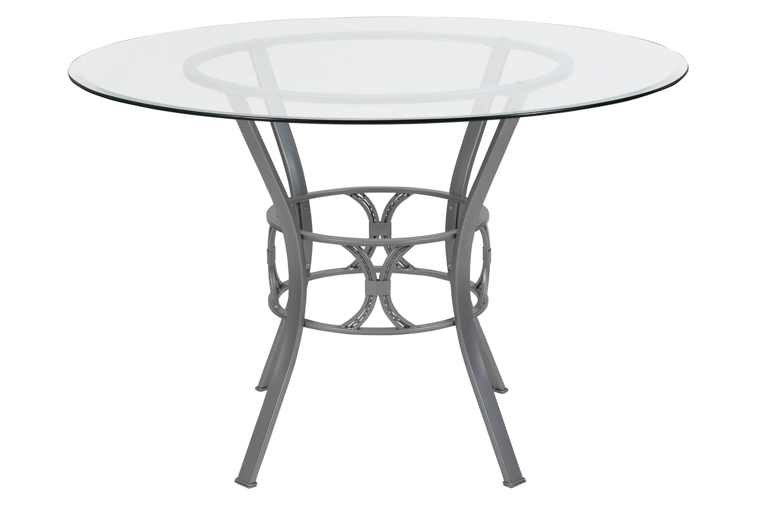 BLNK Carlisle Round Glass Dining Table - Silver, 45"D