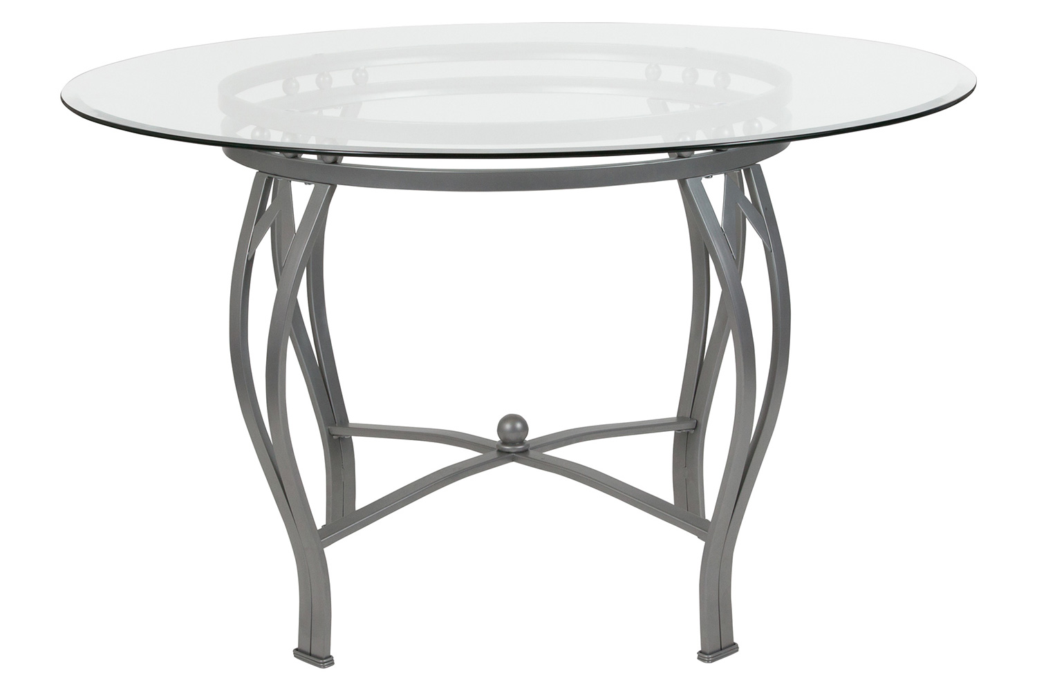 BLNK Syracuse Round Glass Dining Table - Silver, 48"D