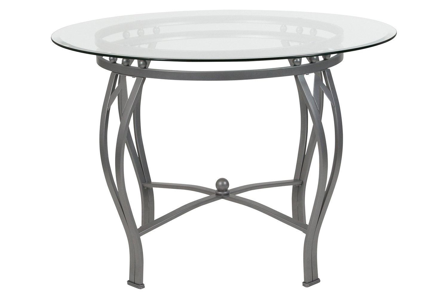 BLNK Syracuse Round Glass Dining Table - Silver, 42"D