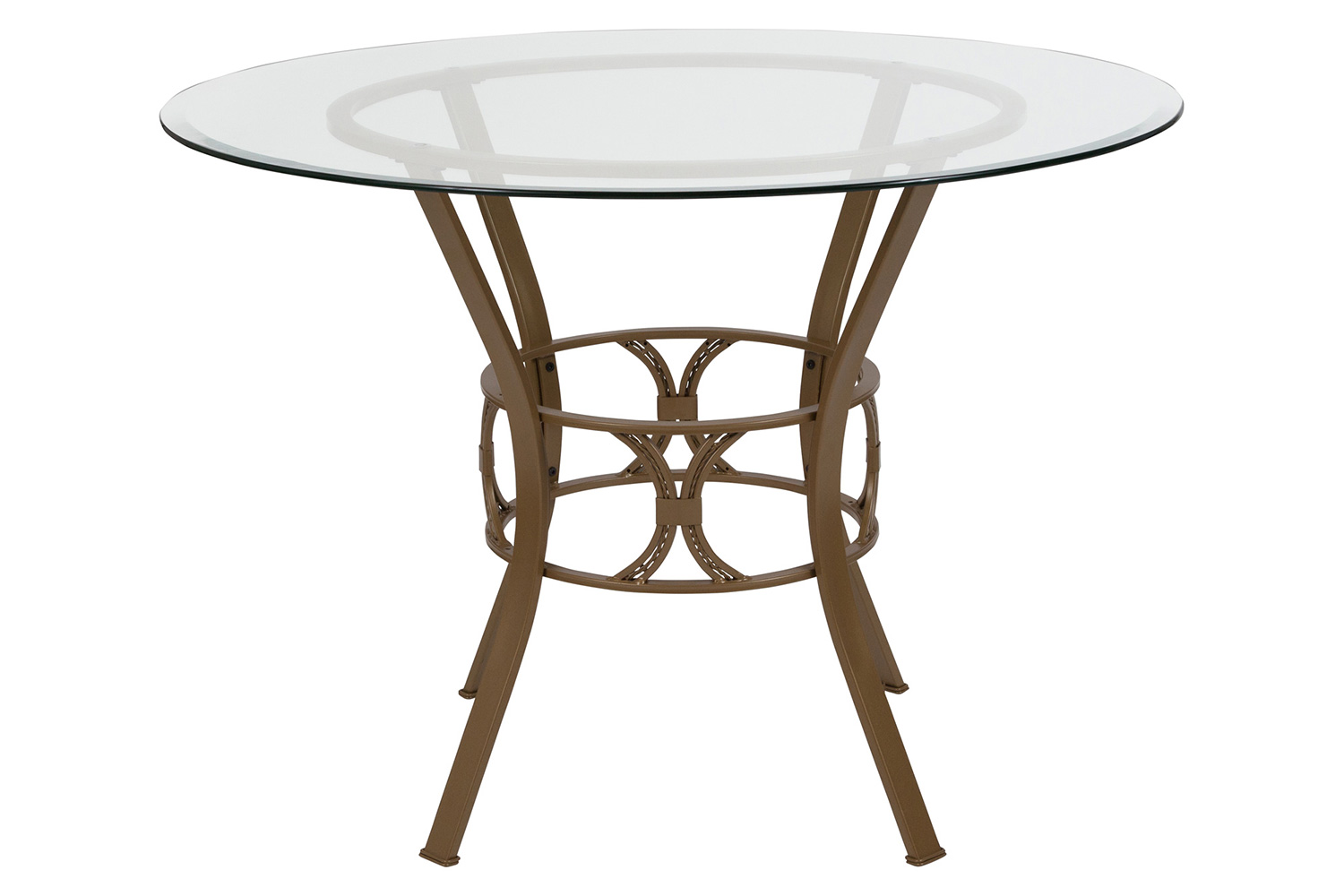 BLNK Carlisle Round Glass Dining Table - Matte Gold, 42"D