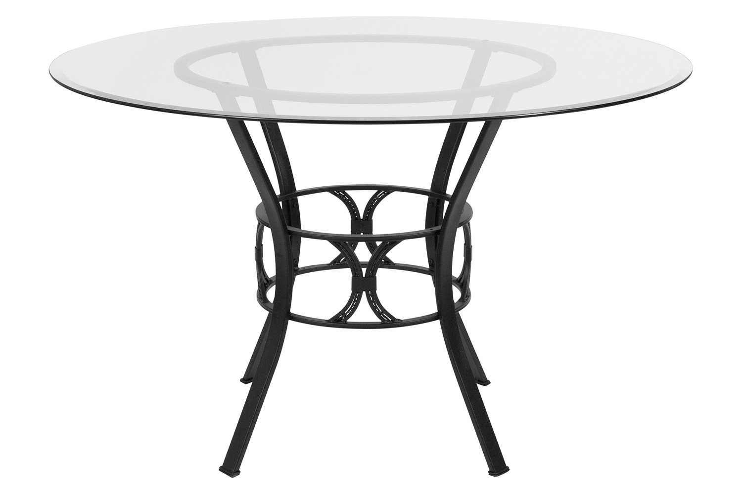 BLNK Carlisle Round Glass Dining Table - Black, 48"D