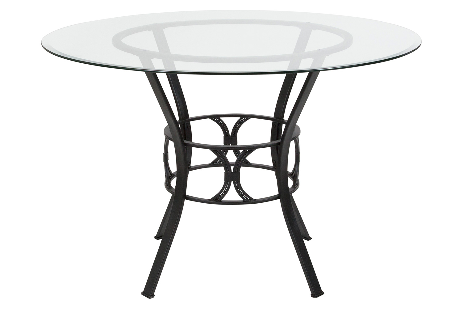 BLNK Carlisle Round Glass Dining Table - Black, 45"D