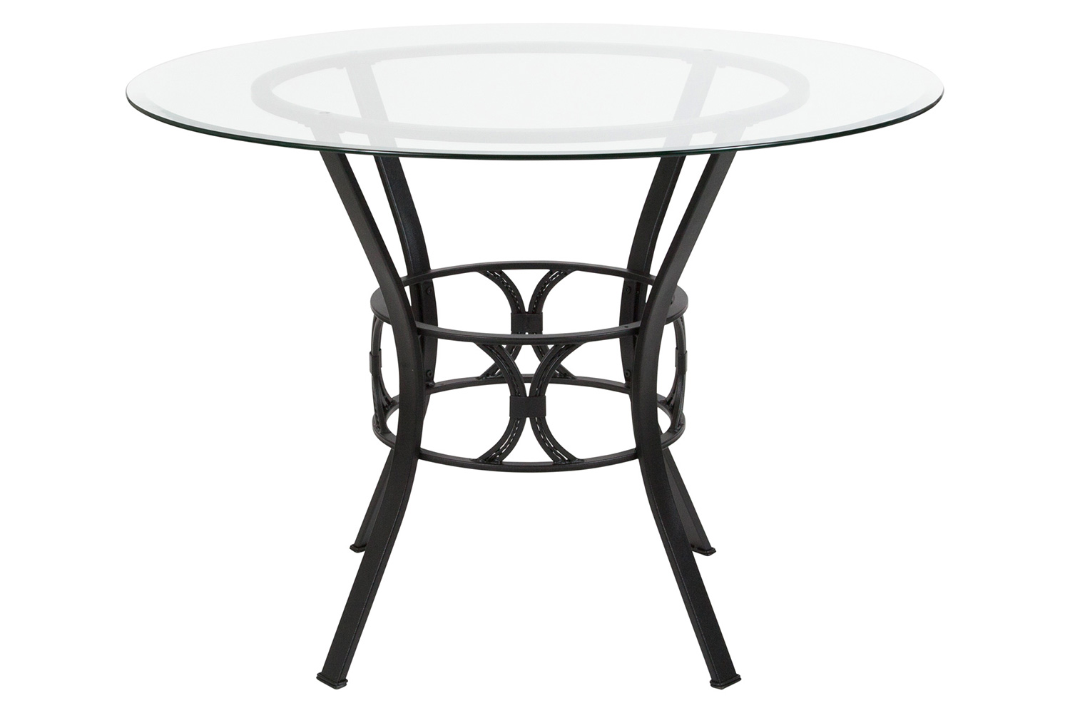 BLNK Carlisle Round Glass Dining Table - Black, 42"D