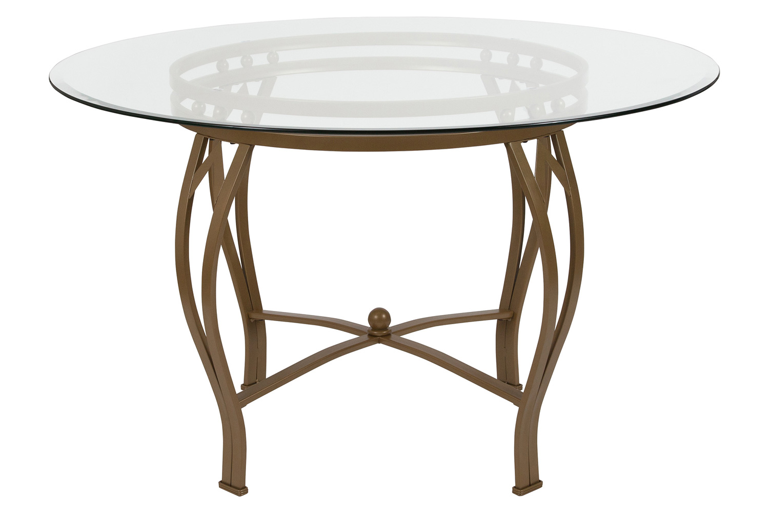 BLNK Syracuse Round Glass Dining Table - Matte Gold, 48"D